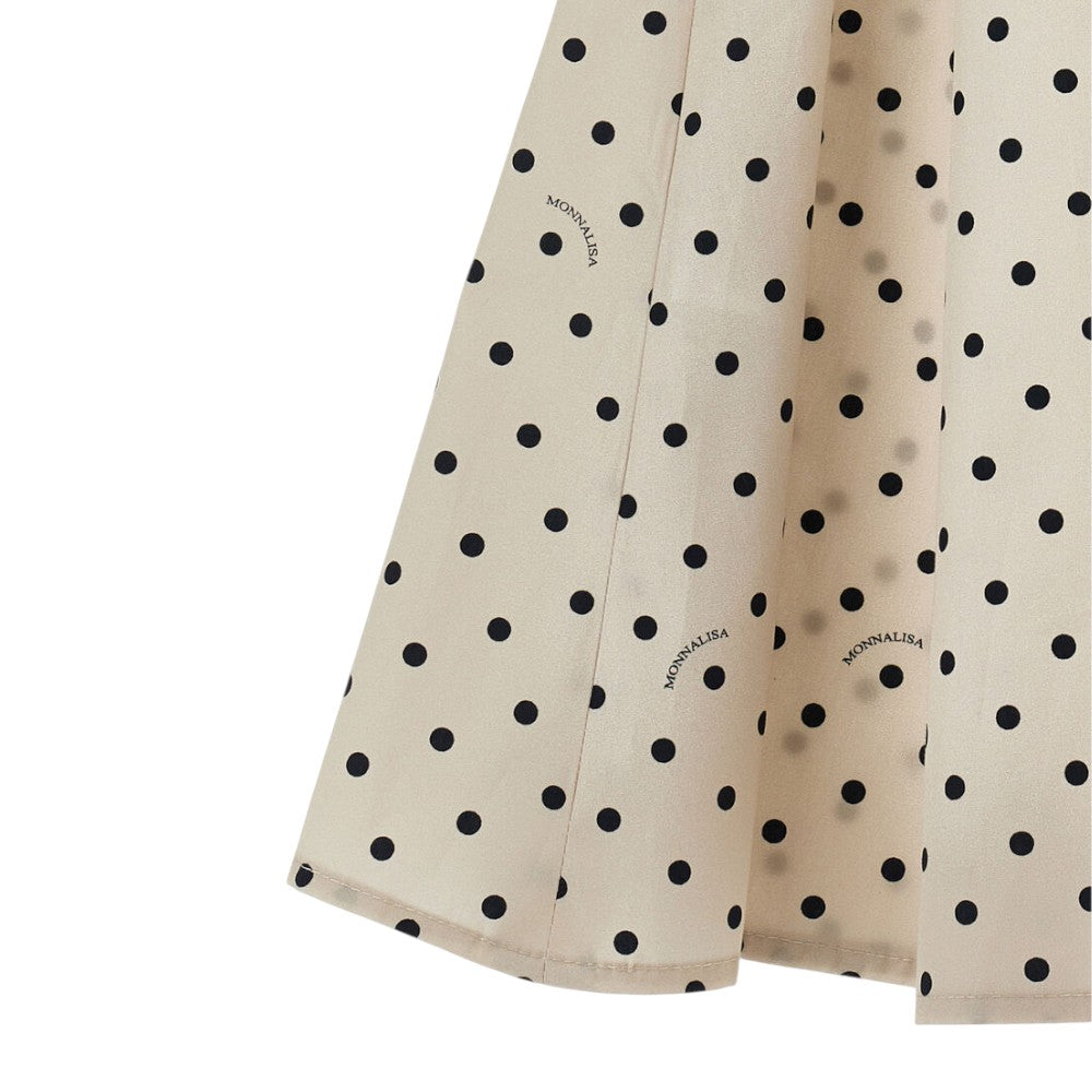 Completo Monnalisa con top e gonna pois bianco-beige 11G504