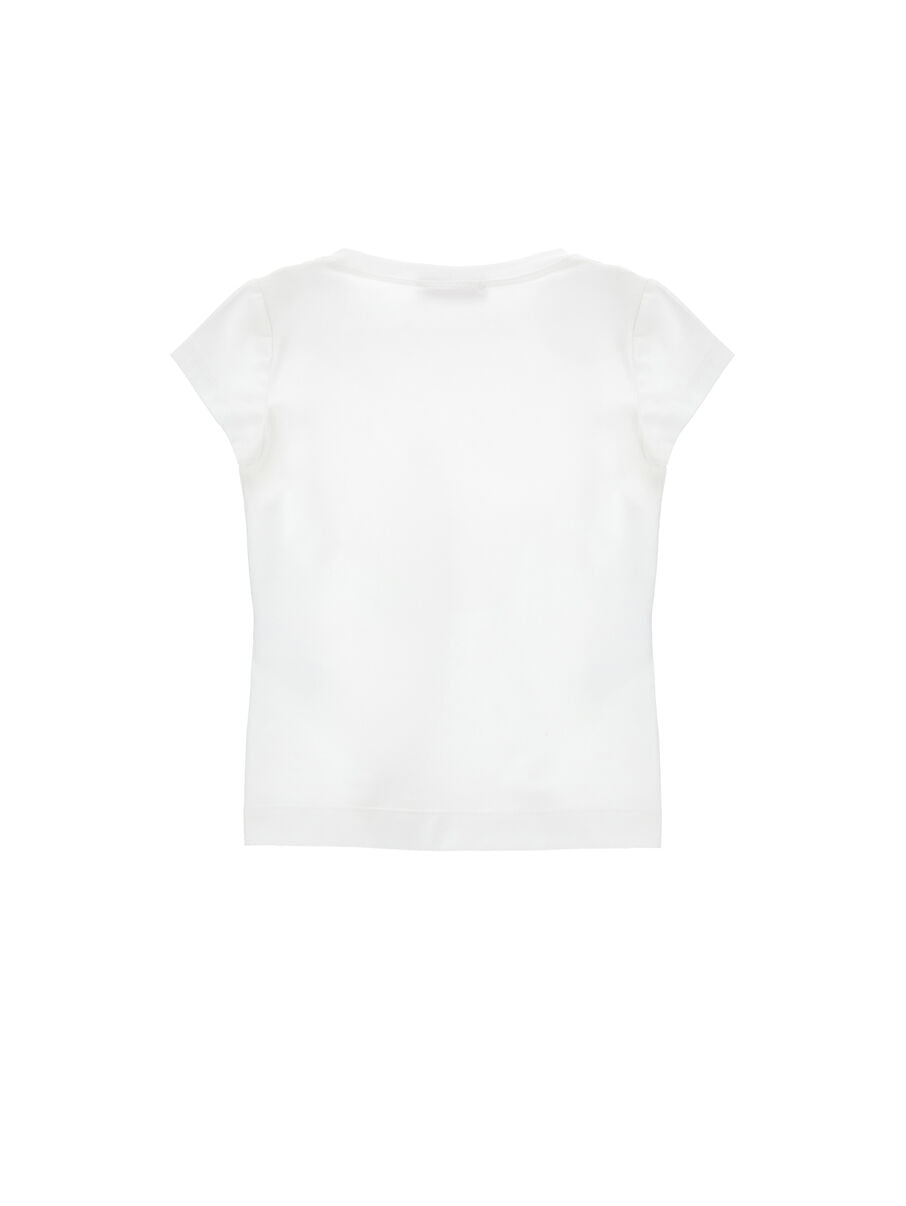 T-shirt Monnalisa Bianca con Applicazione Cagnolino Yorkie 11G6231