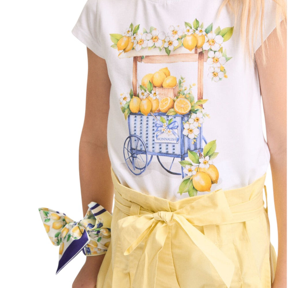 T-shirt Monnalisa Bianca con Applicazione Cagnolino Yorkie 11G6231