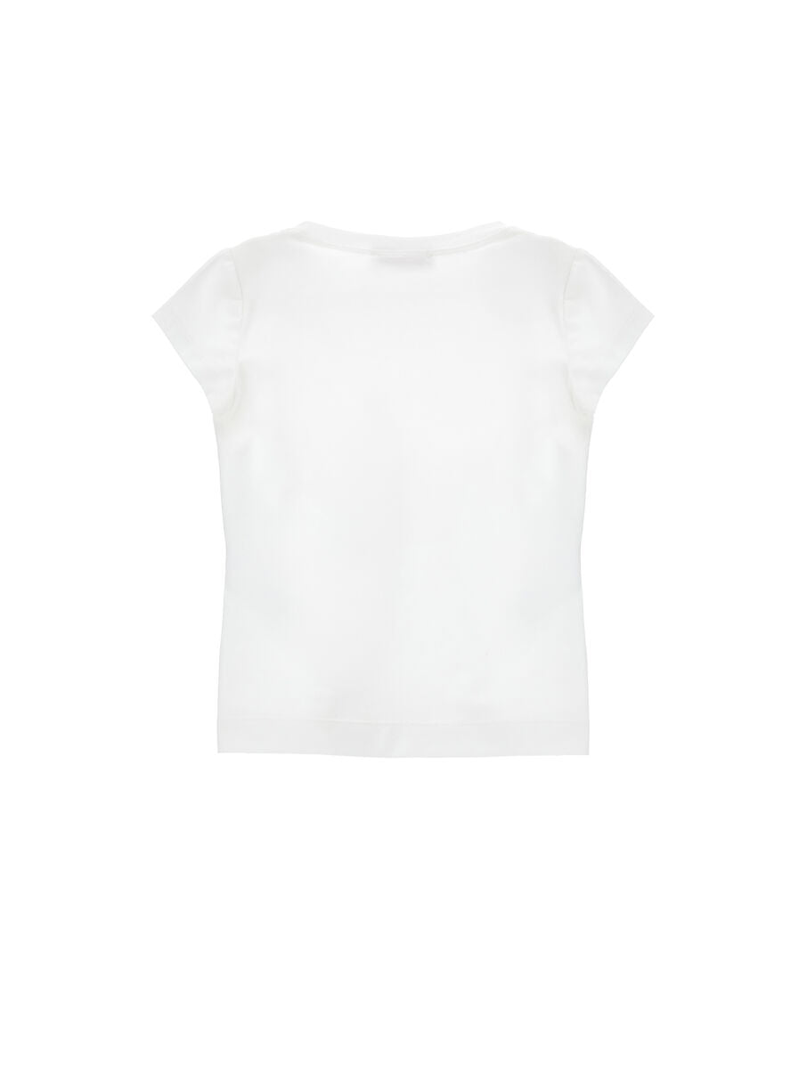 T-shirt Monnalisa Bianca con Applicazione Cagnolino Yorkie 11G6231