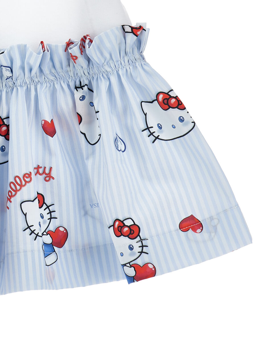 Abito Monnalisa Bianco con Hello Kitty, Volant e Fiocchi Rossi 11G9171