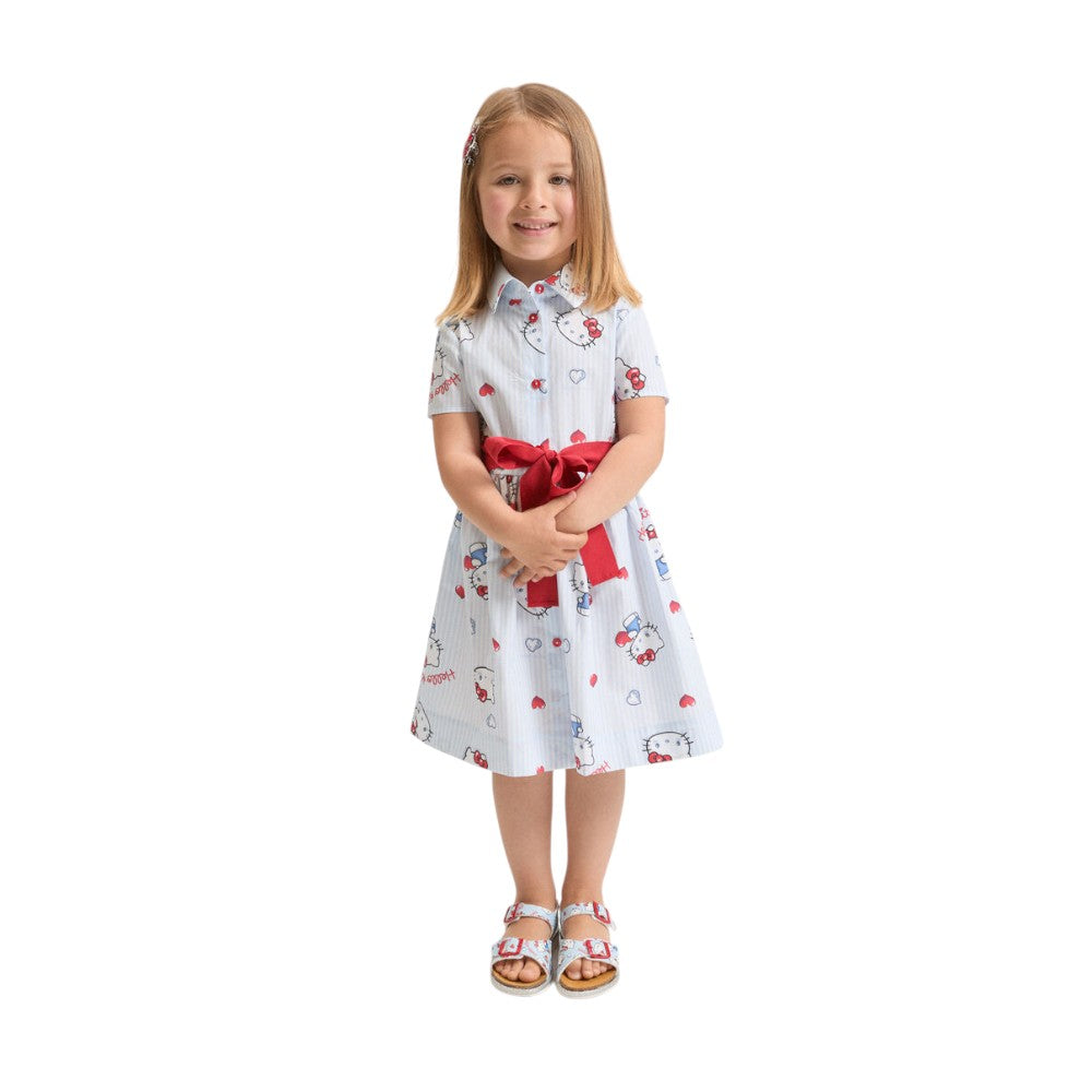 Abito Monnalisa con Fiocco Rosso e Stampa Decorata 11G9181