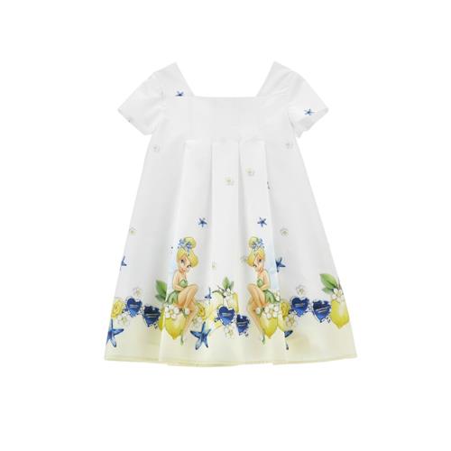 Abito Monnalisa Bianco con Giraffe e Bordo Decorato 11G9219914