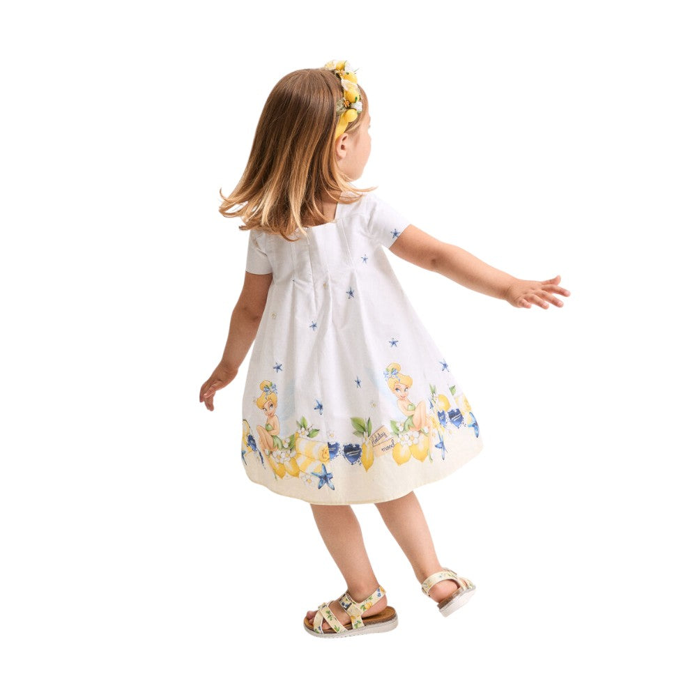 Abito Monnalisa Bianco con Giraffe e Bordo Decorato 11G9219914