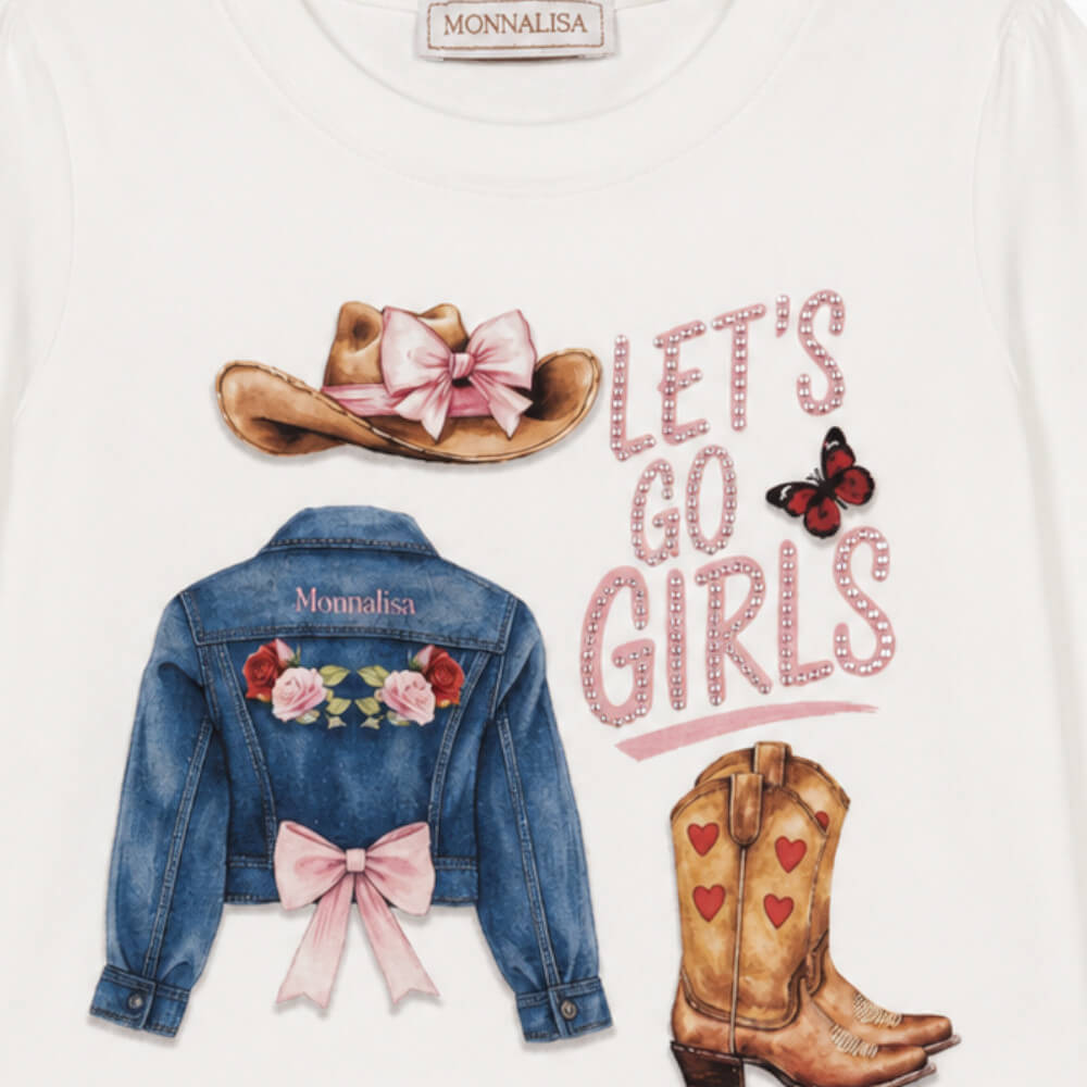 Monnalisa – Maglietta bambina panna Cowgirl 11H6130001