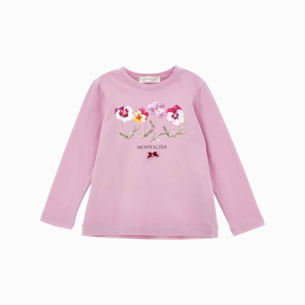Monnalisa – Maglietta bambina glicine con primule 11H615 0063