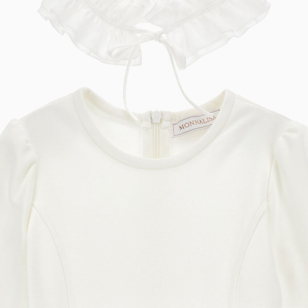 Monnalisa Abito bambina con orsetti, fiocco rosso e colletto staccabile in tulle – 11H9090031