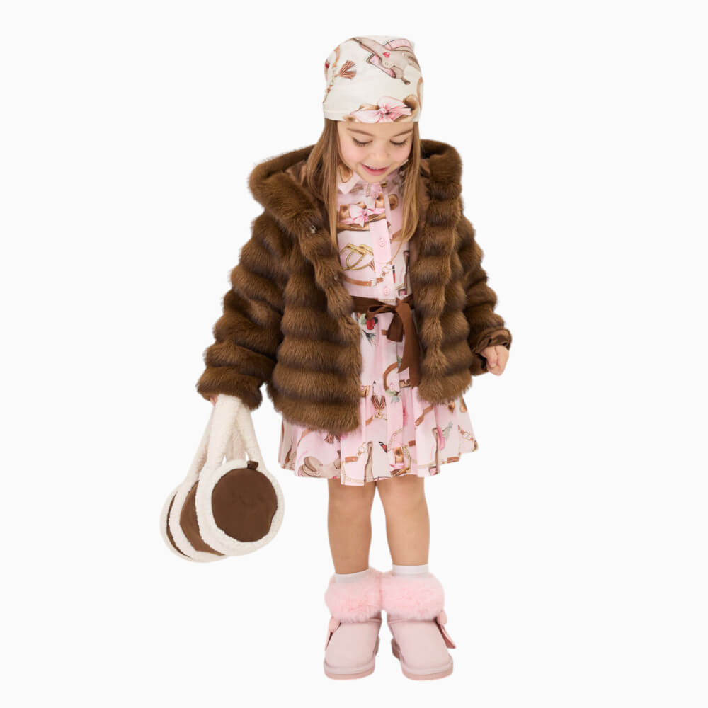 Monnalisa Abito chemisier bambina con stampa equestre e cintura – 11H912094F