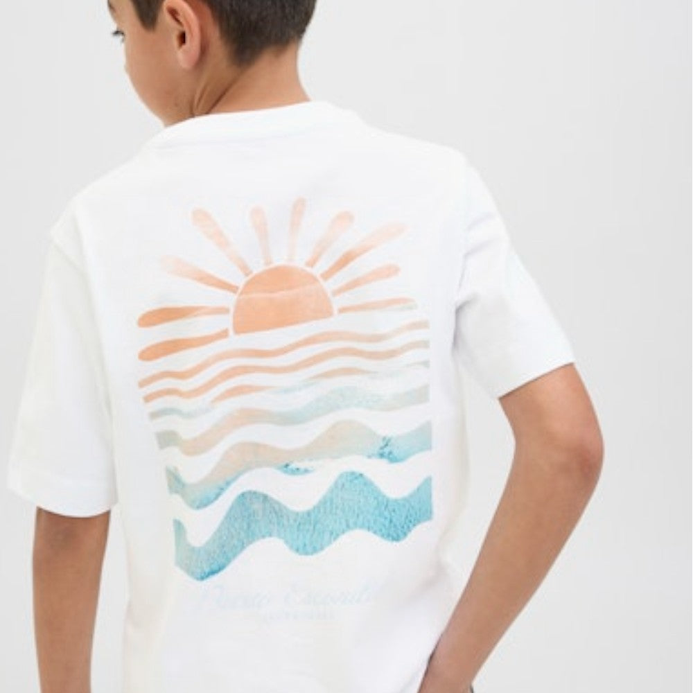 T-Shirt JACK&JONES Ragazzo Ivory con stampa posteriore - 12278649
