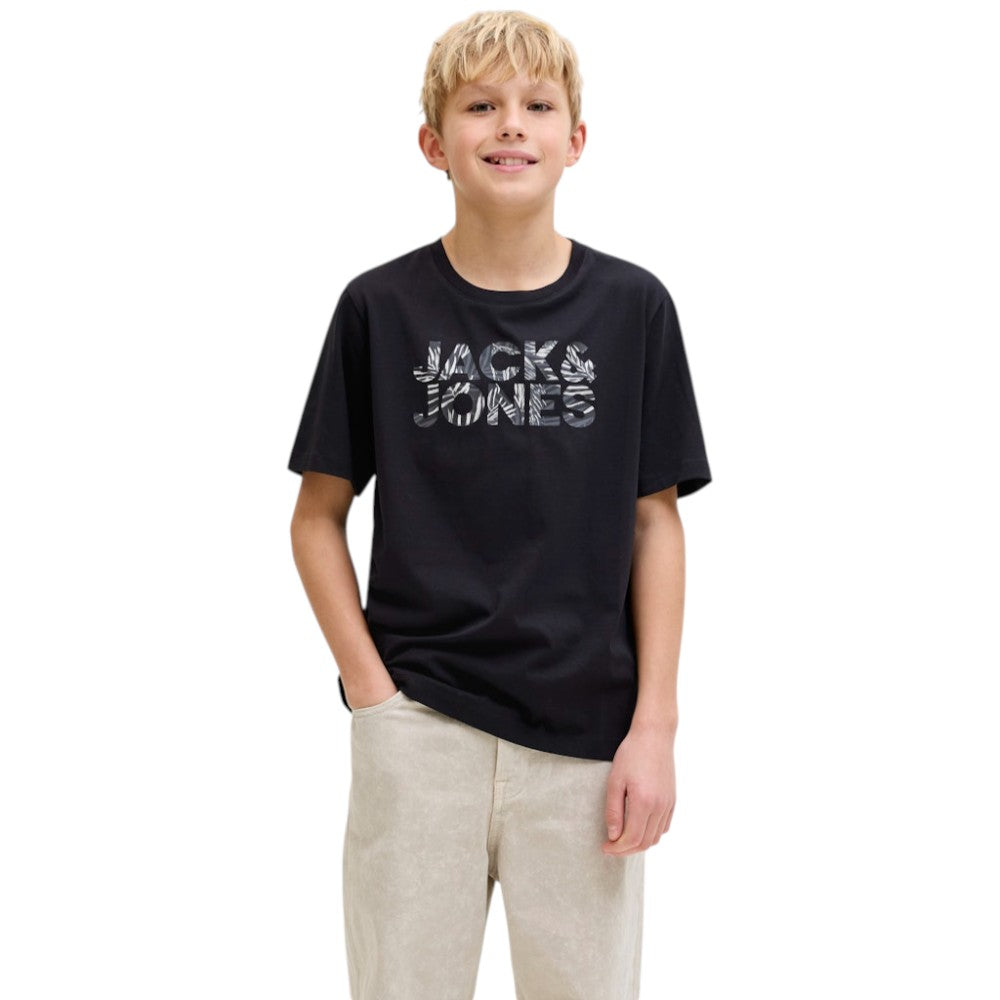 T-Shirt JACK&JONES Ragazzo Black logo camouflage - 12289257