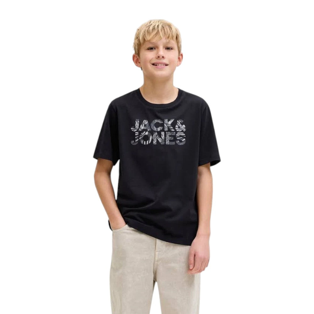 T-Shirt JACK&JONES Ragazzo Black logo camouflage - 12289257