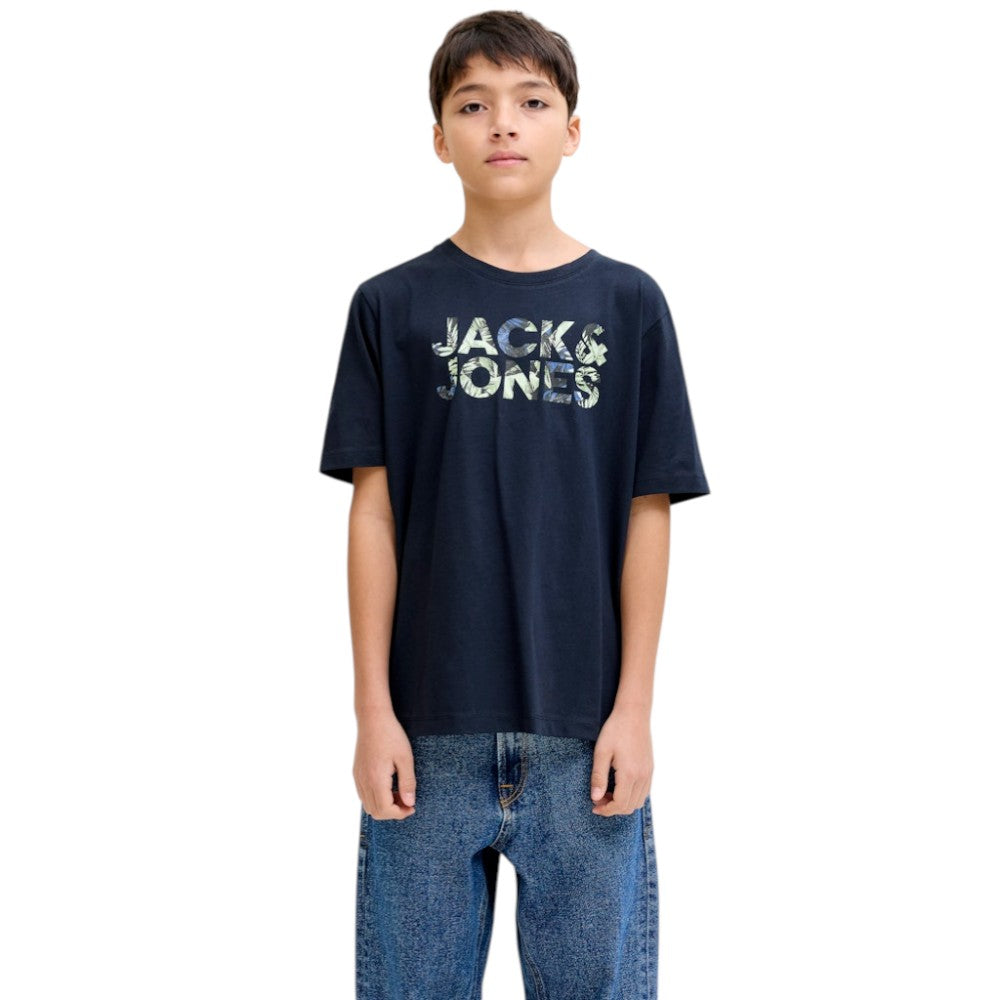 T-Shirt JACK&JONES Ragazzo Black logo camouflage - 12289257