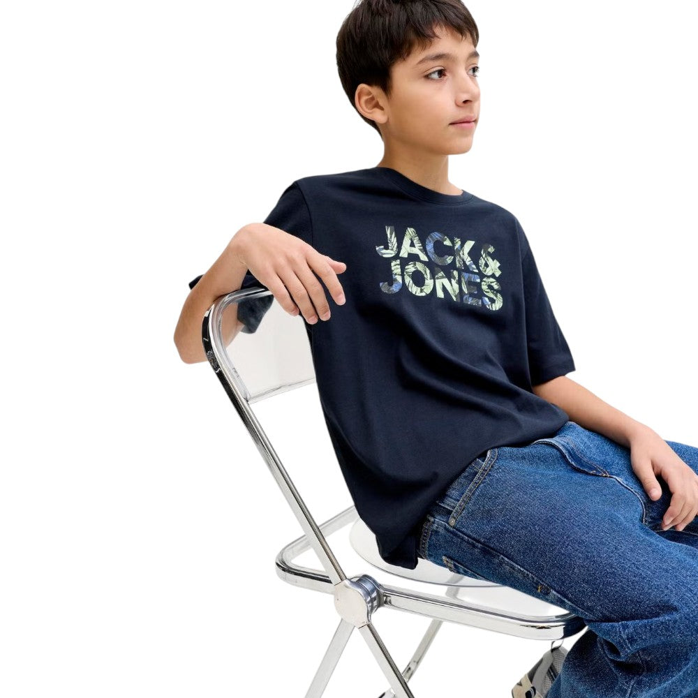 T-Shirt JACK&JONES Ragazzo Black logo camouflage - 12289257