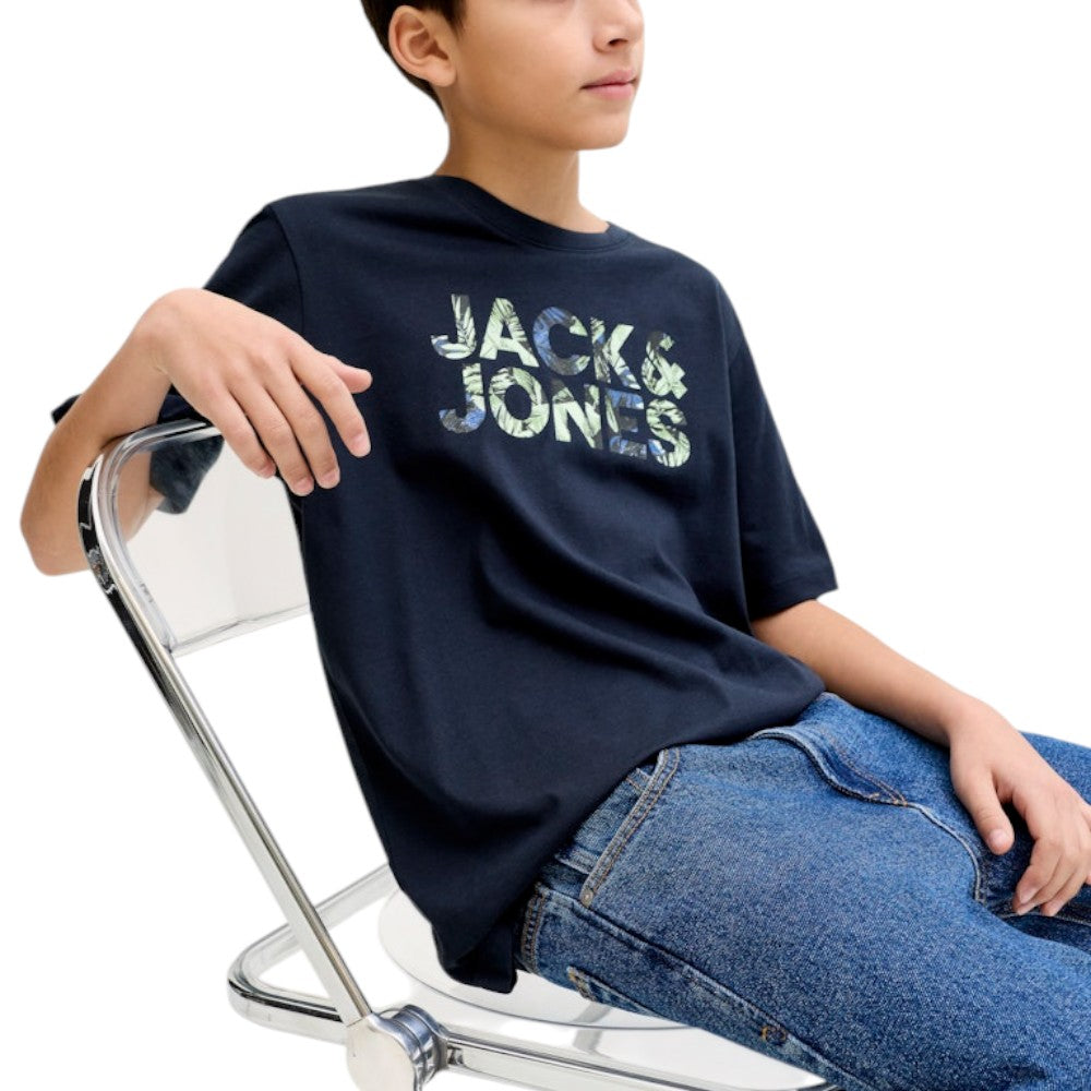 T-Shirt JACK&JONES Ragazzo Black logo camouflage - 12289257