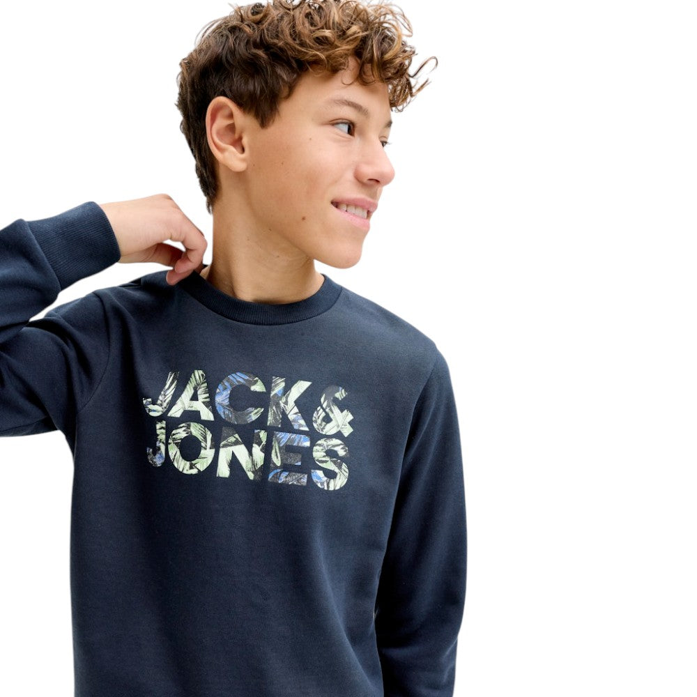 Felpa JACK&JONES Ragazzo Blu paricollo con logo - 12289272