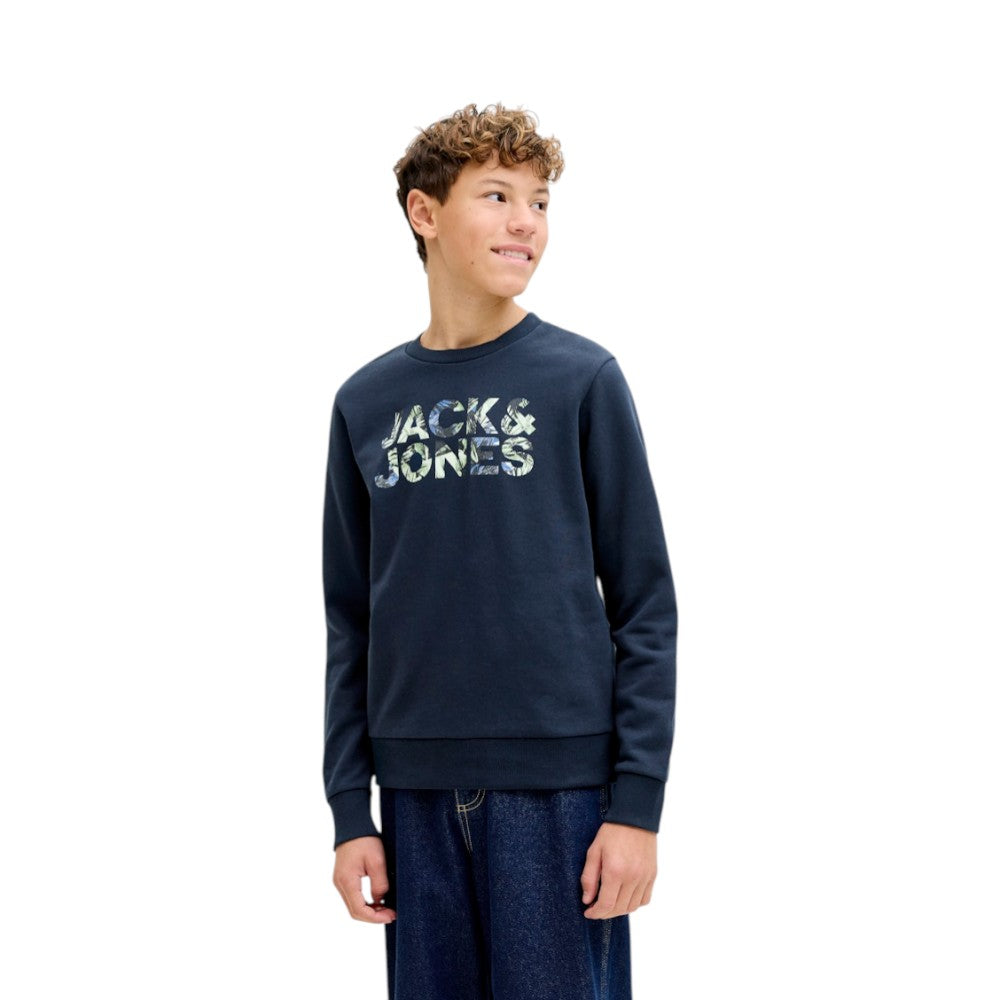 Felpa JACK&JONES Ragazzo Blu paricollo con logo - 12289272