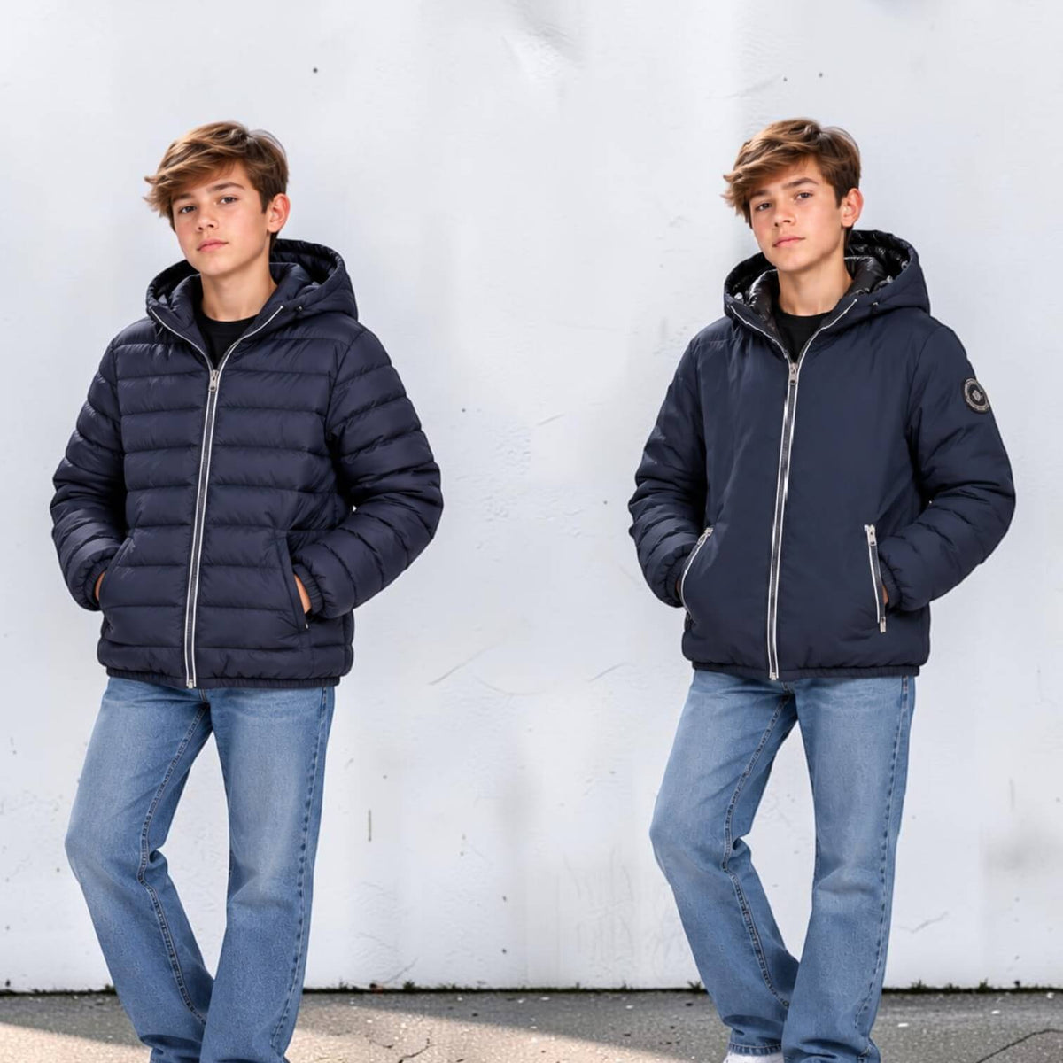 Giubbotto Reversibile Jack & Jones Junior Blu con Cappuccio 12299420