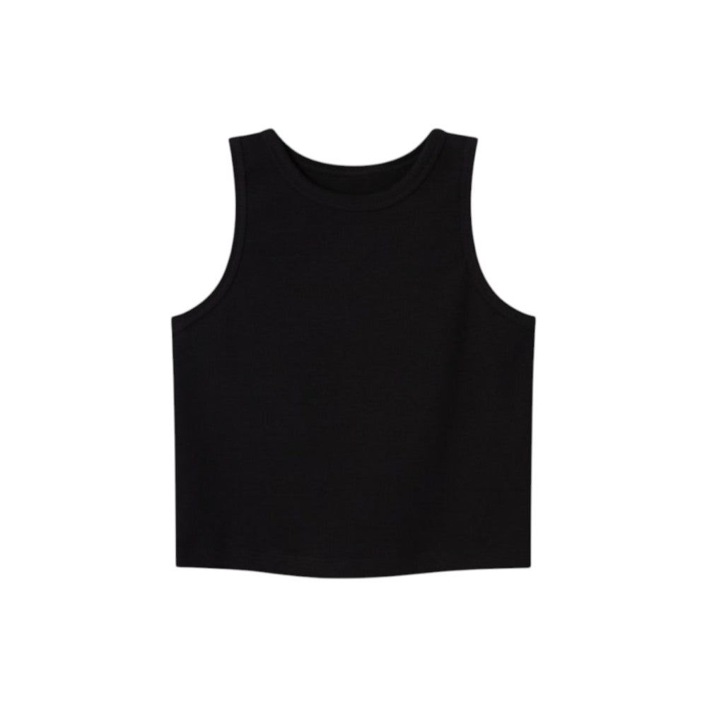 Top Name It Ragazza Black cropped a costina – 13235672
