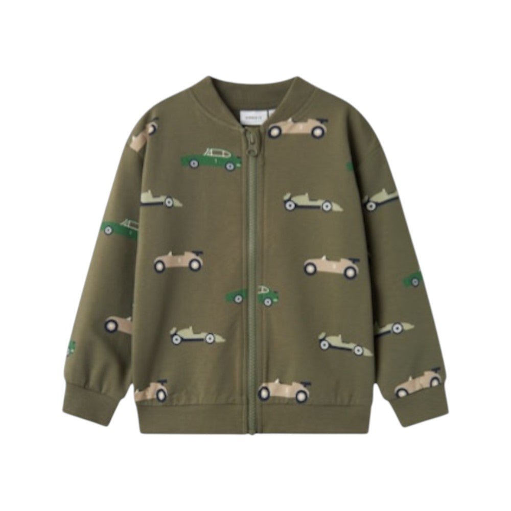 Felpa Zip Bambino Azzurra con Stampa Auto | Name It Cardigan Casual