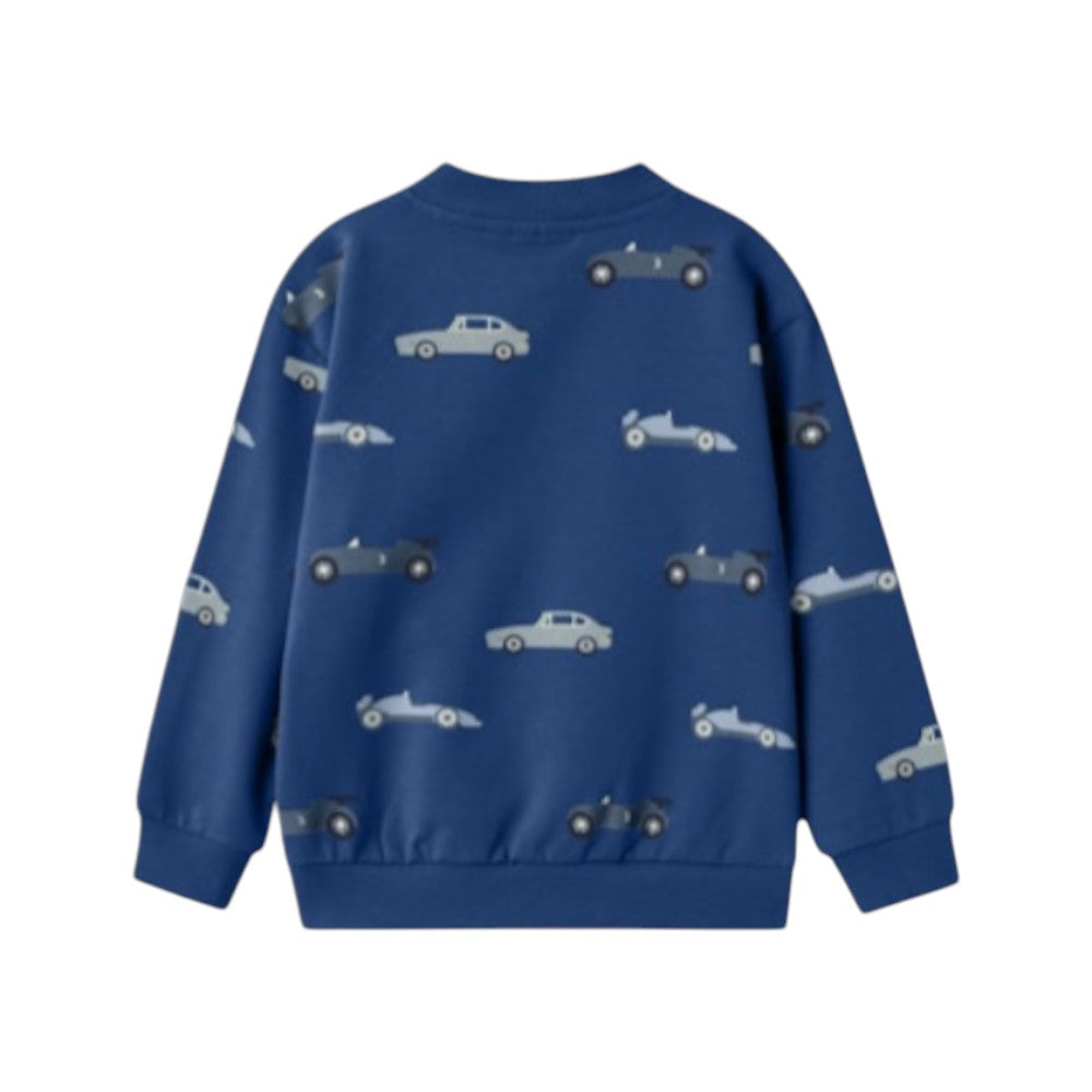 Felpa Zip Bambino Azzurra con Stampa Auto | Name It Cardigan Casual