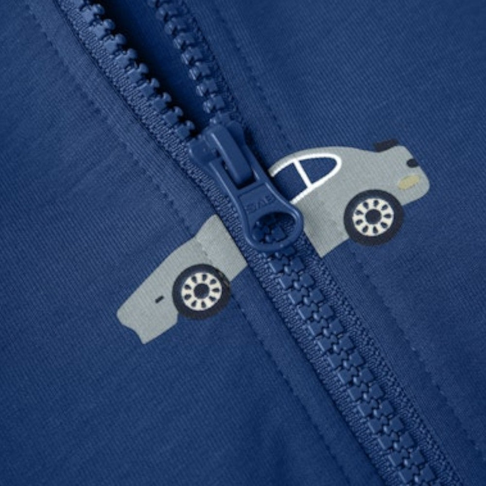 Felpa Zip Bambino Azzurra con Stampa Auto | Name It Cardigan Casual