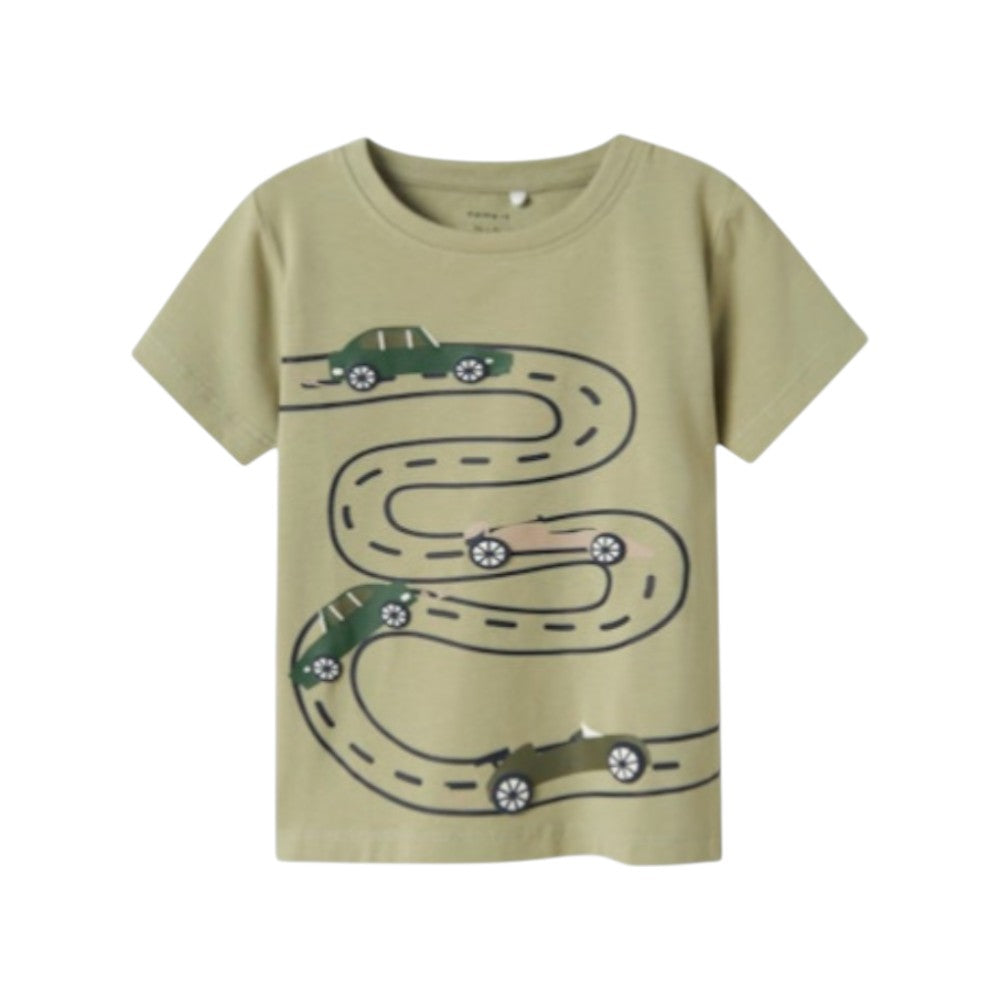 T-shirt Bambino Bianca con pista macchinine | Name It Maglietta Casual Grafica