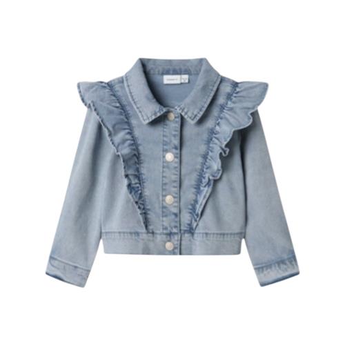 Giubbino Bambina Denim con Rouches | Name It Giacca Jeans Elegante