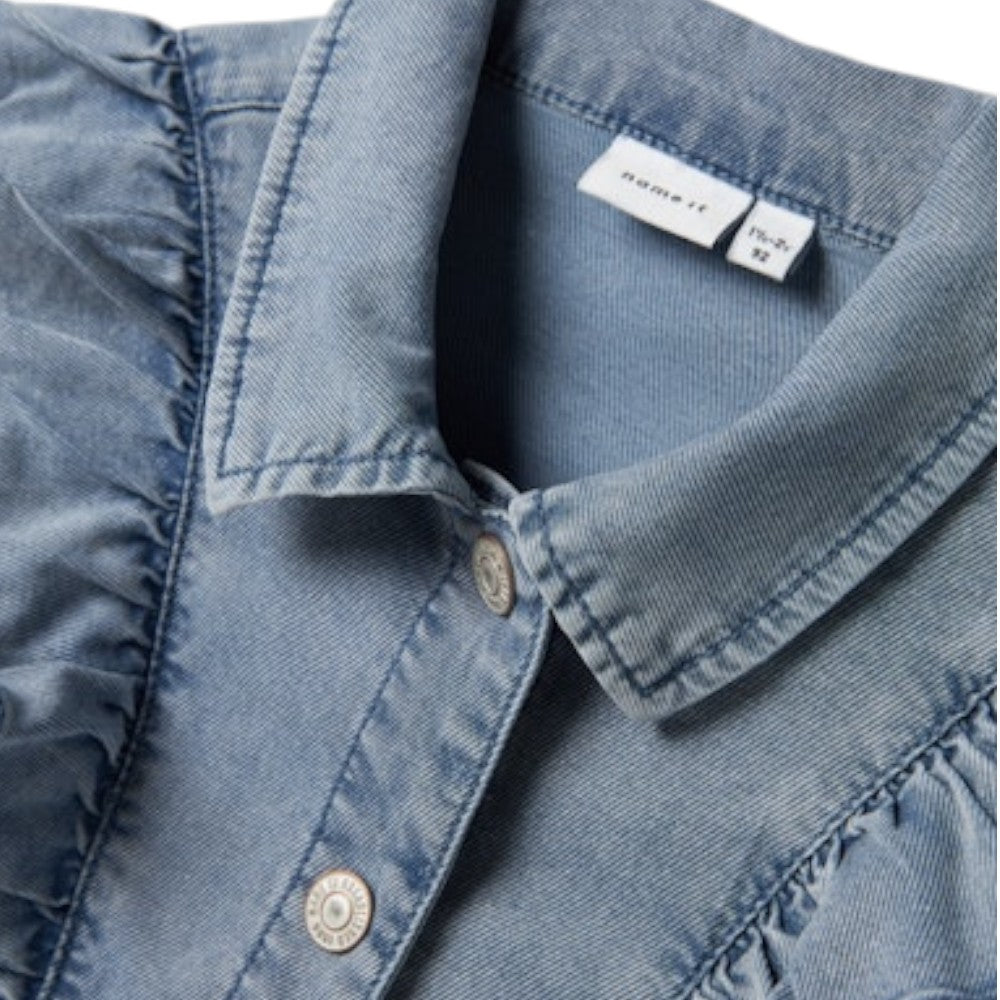 Giubbino Bambina Denim con Rouches | Name It Giacca Jeans Elegante