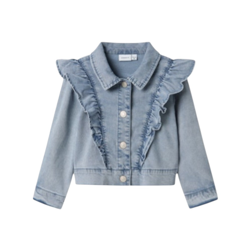 Giubbino Bambina Denim con Rouches | Name It Giacca Jeans Elegante