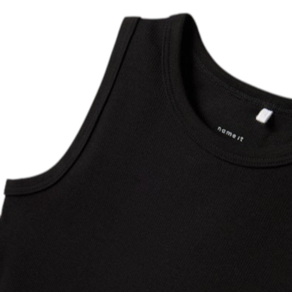 Maxi Canotta / Vestito Bambina Basic Nero costina stretta | Name It Vestito Estivo Casual