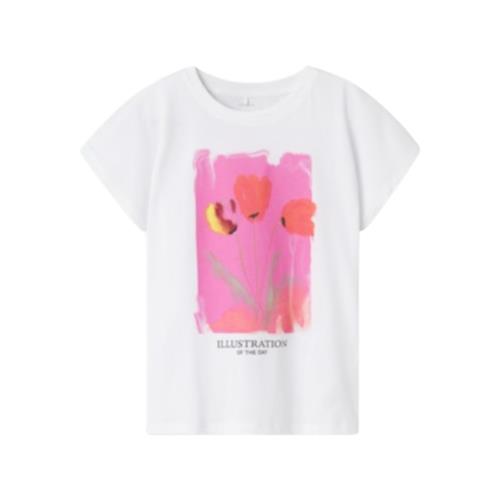 T-shirt Bambina Bianca con Stampa Termica Tulipani Name It - 13244201