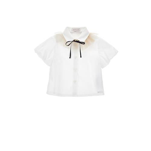 Camicia Monnalisa Bianca con Colletto e Fiocco Nero 17G3009903