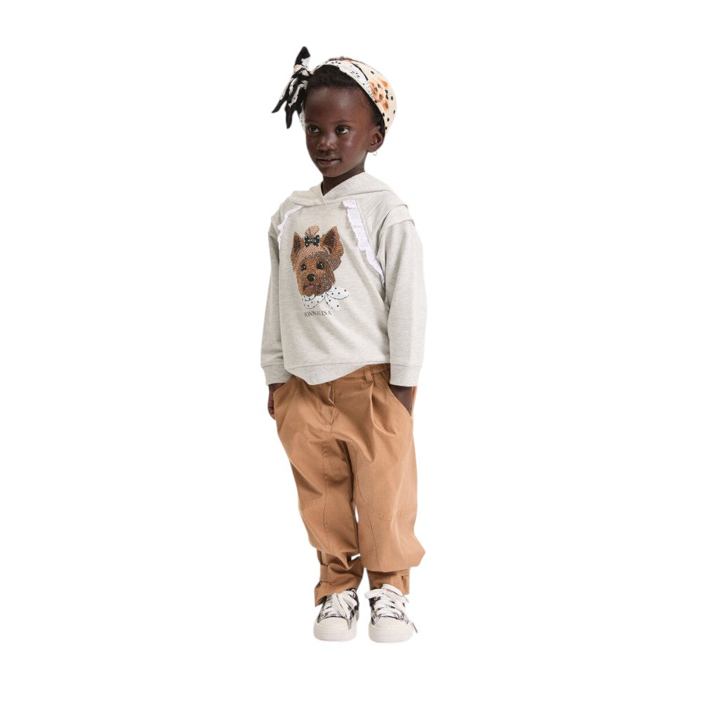 Pantalone Monnalisa tabacco modello carrot 17G4020