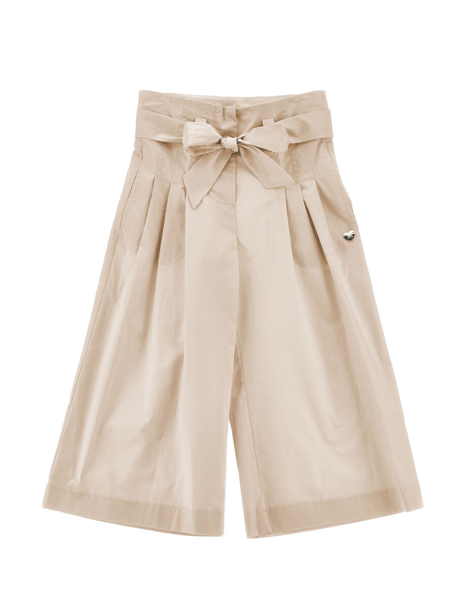 Pantalone cropped beige chiaro con Fiocco in Vita MONNALISA - 17G4030003
