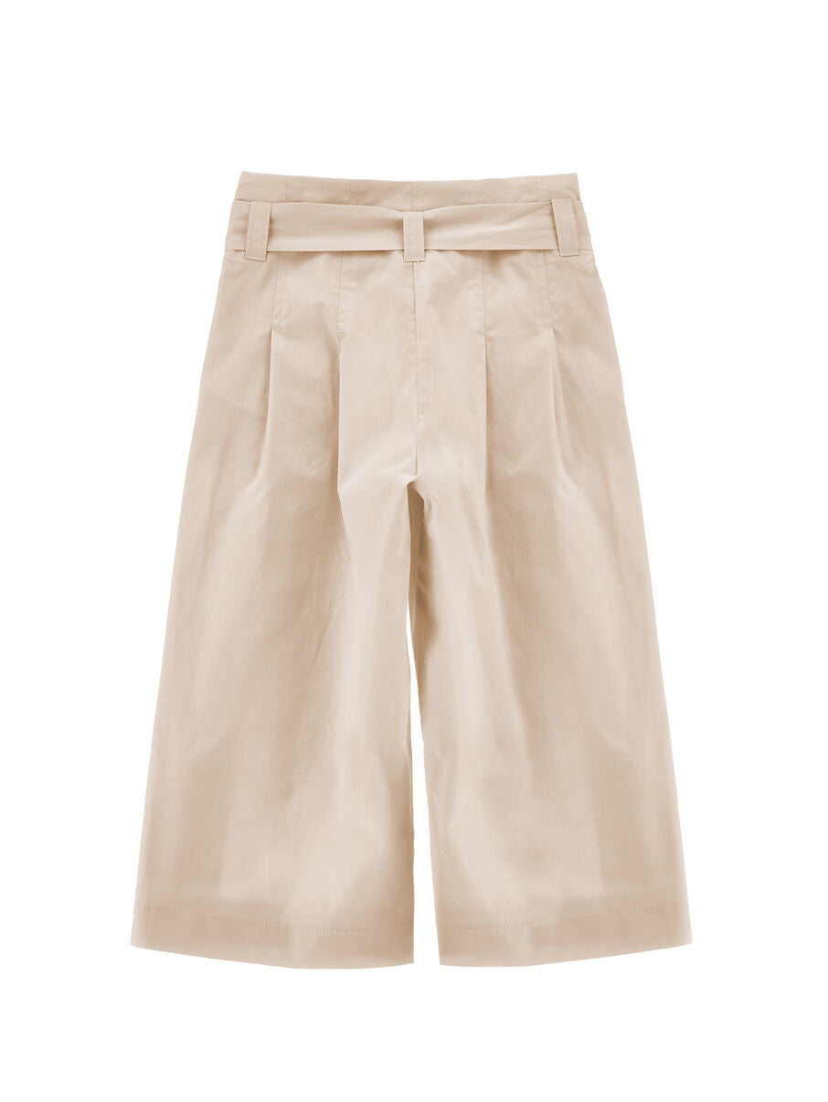 Pantalone cropped beige chiaro con Fiocco in Vita MONNALISA - 17G4030003
