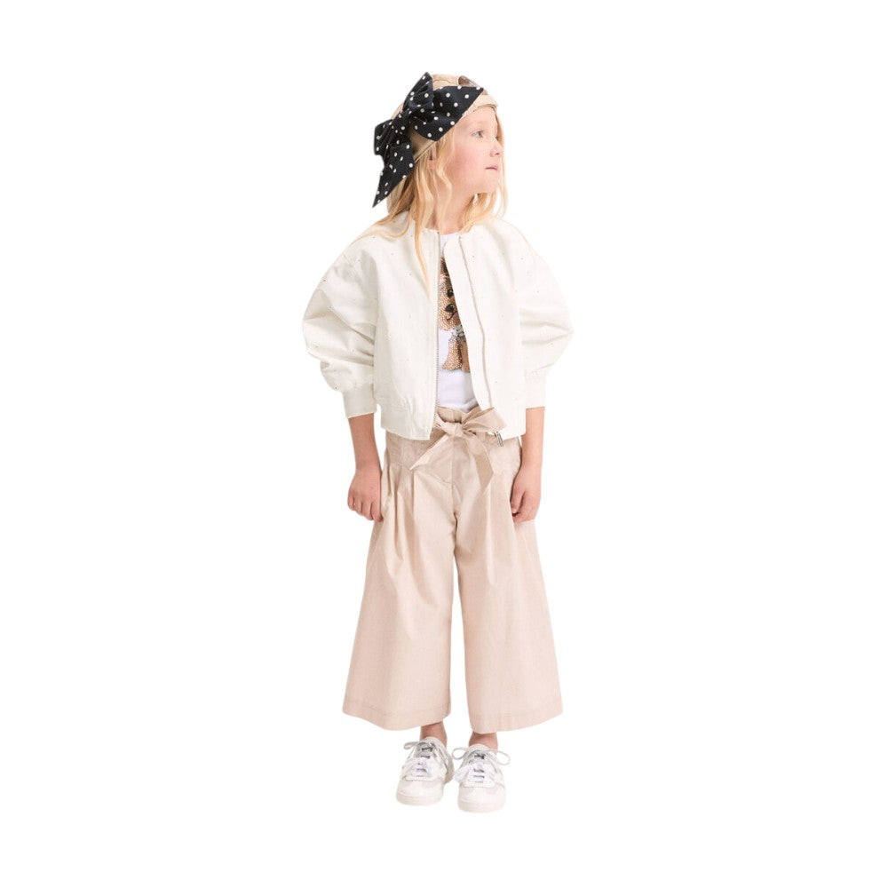 Pantalone cropped beige chiaro con Fiocco in Vita MONNALISA - 17G4030003
