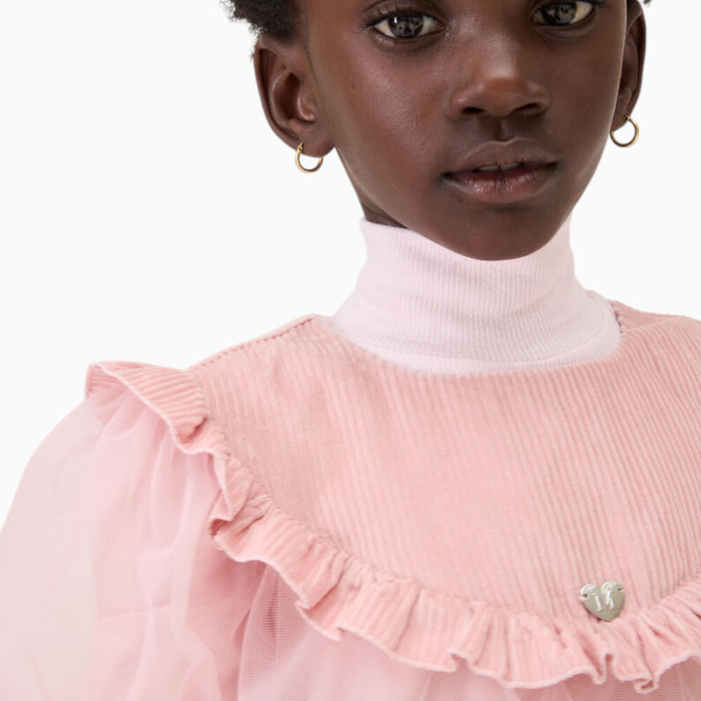 Monnalisa Abito bambina rosa in tulle con volant – 17H9010063