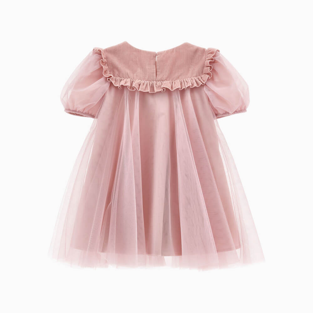 Monnalisa Abito bambina rosa in tulle con volant – 17H9010063