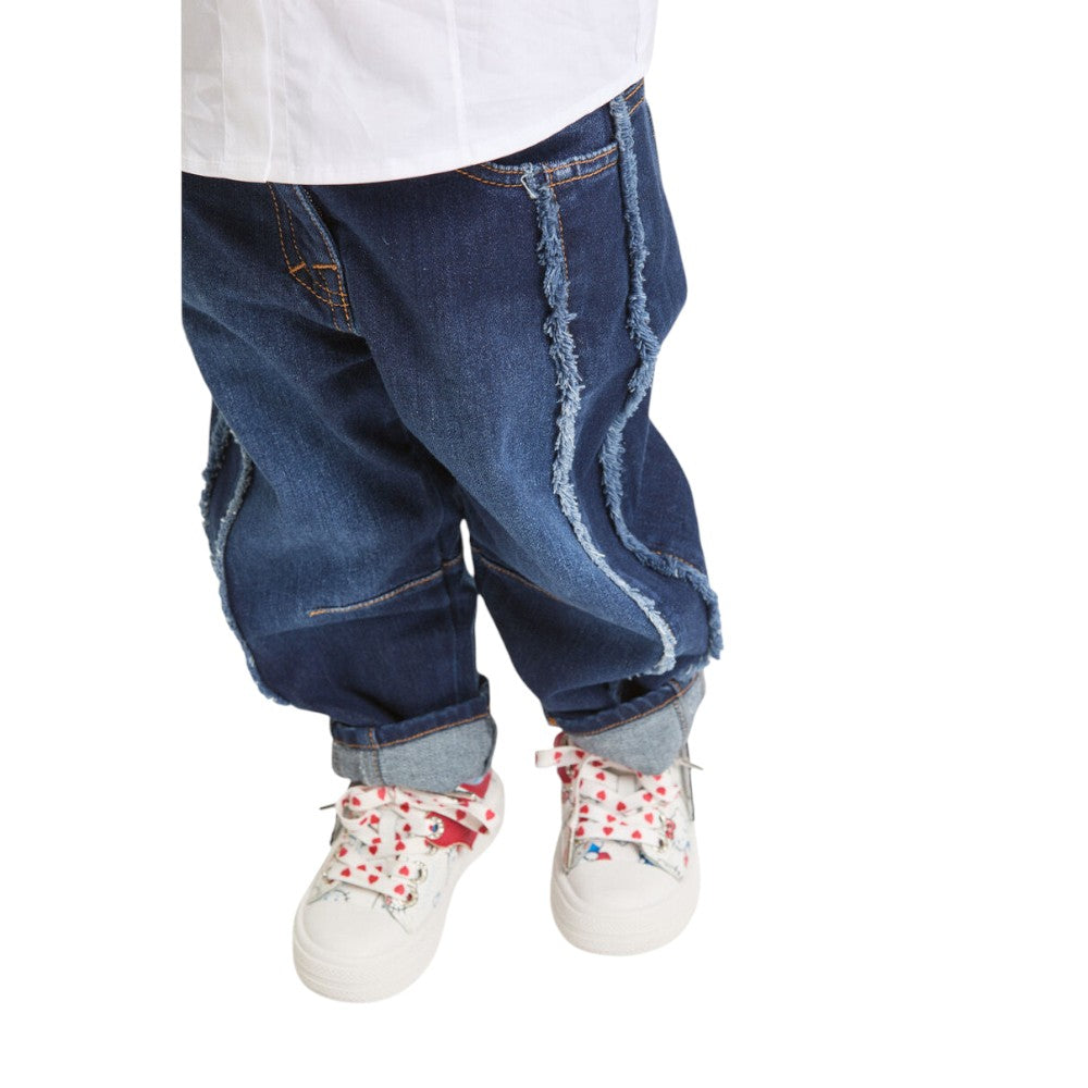 Jeans Monnalisa Denim con Effetto Patchwork 19G4001