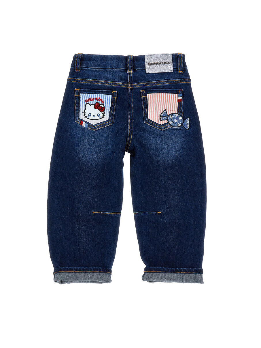 Jeans Monnalisa Denim con Effetto Patchwork 19G4001