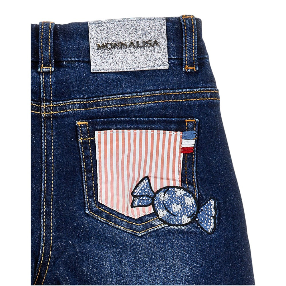 Jeans Monnalisa Denim con Effetto Patchwork 19G4001