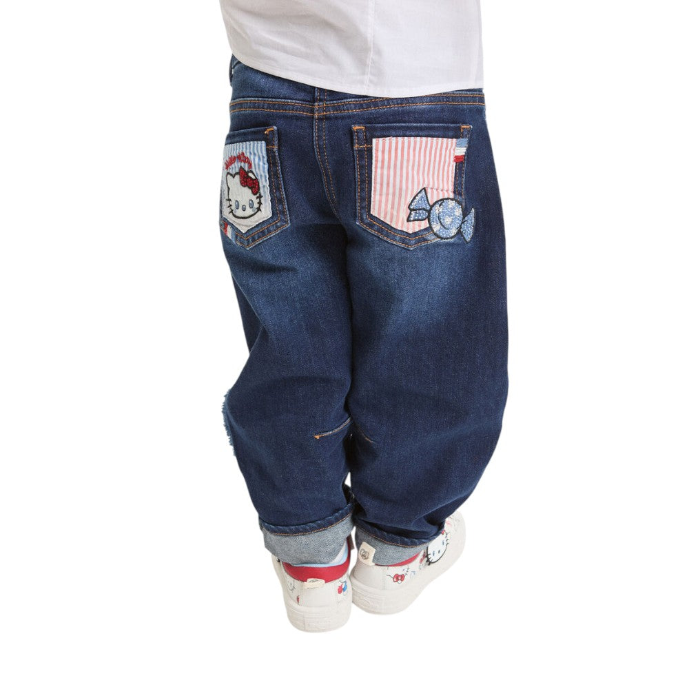 Jeans Monnalisa Denim con Effetto Patchwork 19G4001
