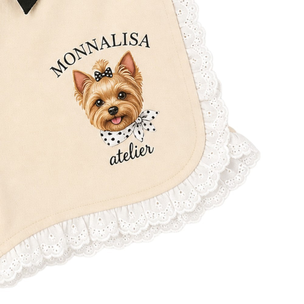 Short bambina Beige con Fiocco Blu in cotone MONNALISA - 19G4100002