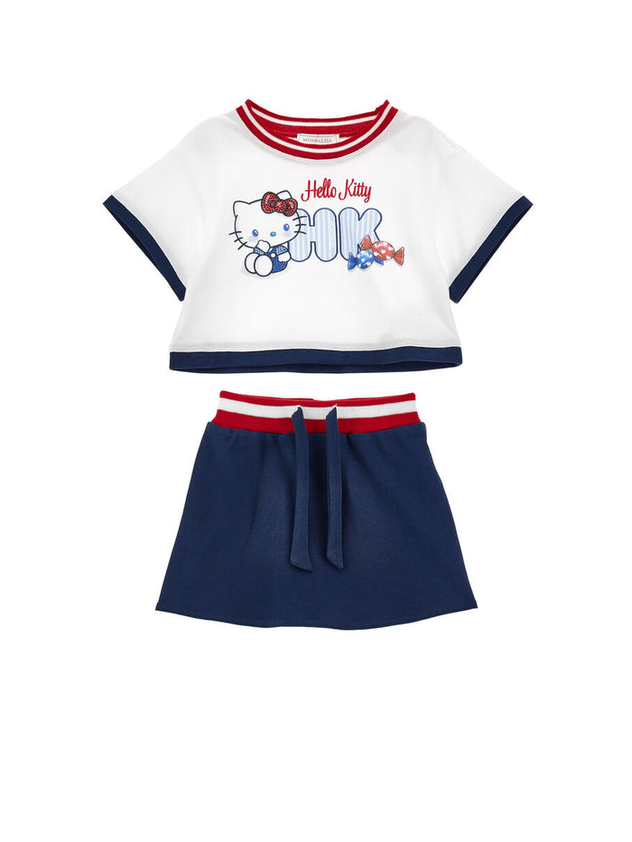 Completo Monnalisa Top con Gonna Denim Bambina 19G5021