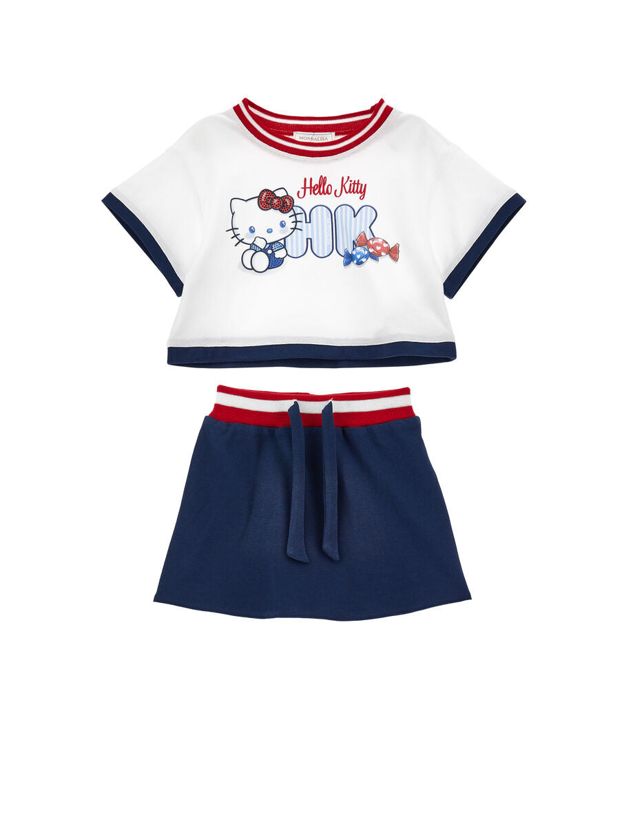 Completo Monnalisa Top con Gonna Denim Bambina 19G5021