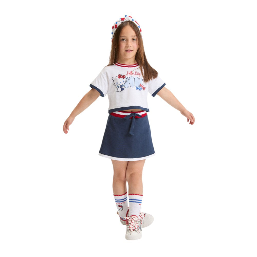Completo Monnalisa Top con Gonna Denim Bambina 19G5021