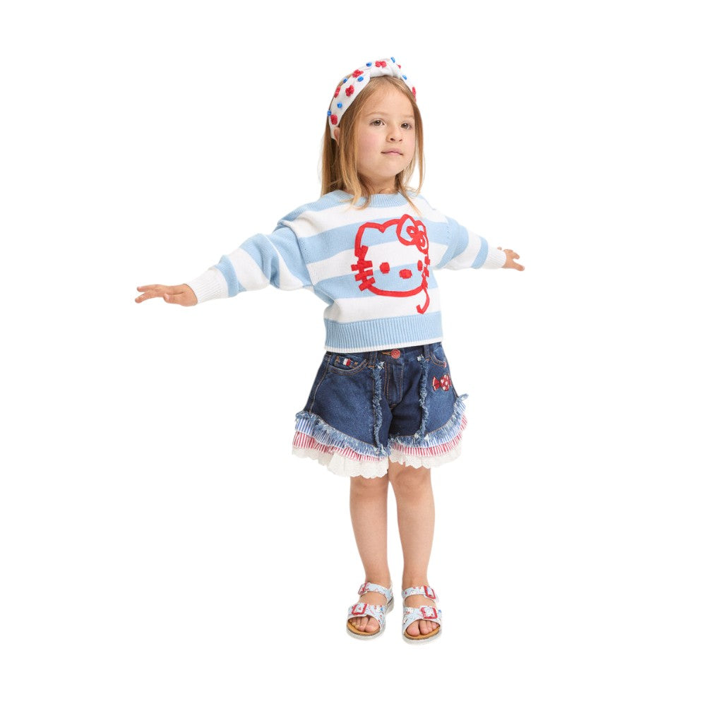 Maglioncino Monnalisa Rigato Hello Kitty Bambina 19G6061