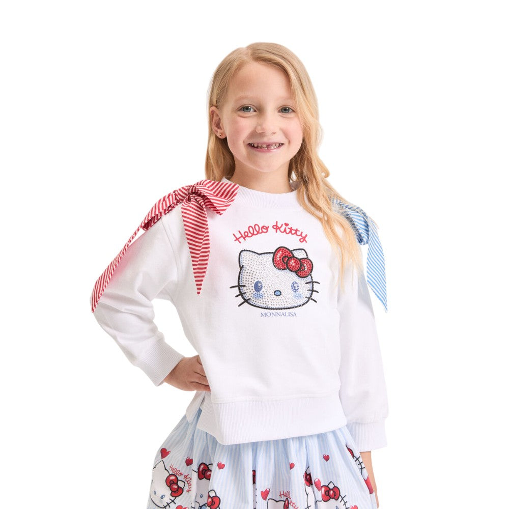 Felpa paricollo con fiocchi e stampa hello kitty strass MONNALISA - 19G607