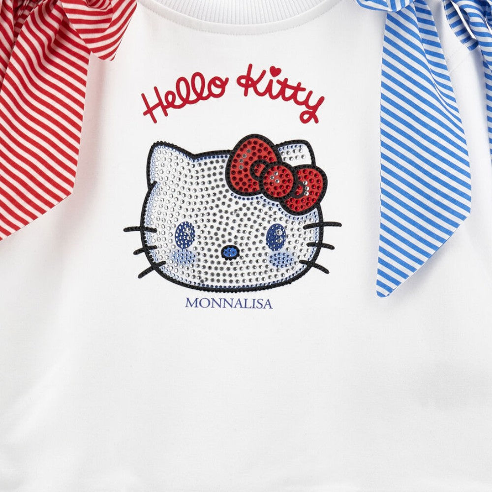 Felpa paricollo con fiocchi e stampa hello kitty strass MONNALISA - 19G607