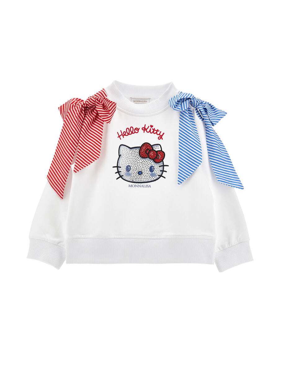 Felpa paricollo con fiocchi e stampa hello kitty strass MONNALISA - 19G607